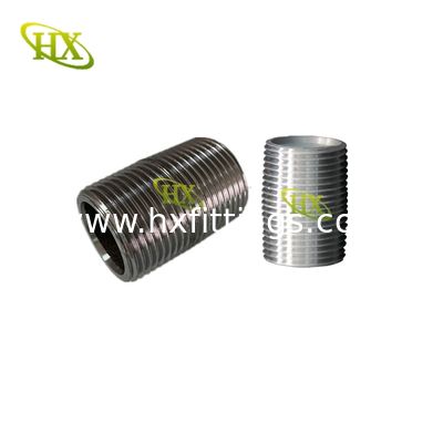 ข้อต่อเกลียวสั้นเหล็กไร้ตะเข็บชุบสังกะสีขนาด 1/2-8 พร้อมเกลียว NPT