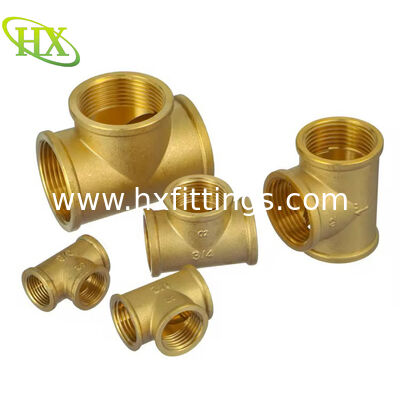 ข้อต่อท่อทีทองเหลืองพร้อมเกลียว BSP/NPT ตัวเมีย มีขนาด 1/2" 3/4" 1" สำหรับแรงดันต่ำ